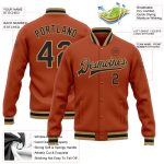 Custom Name Number Texas Orange Black Old Gold Bomber Varsity Letterman Jacket - Personalized Team Apparel Personalized Texas