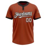 Custom Team Softball Jersey - Personalized Orange Black Pinstripe White Unisex Two-Button with Name and Number Personalized
