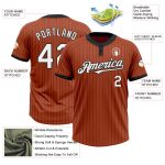 Custom Team Softball Jersey - Personalized Orange Black Pinstripe White Unisex Two-Button with Name and Number Personalized