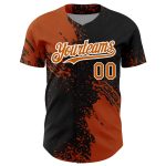 Custom Texas Orange Black-White 3D Abstract Brush Stroke Baseball Jersey with Personalized Name and Number Personalized Texas