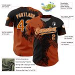 Custom Texas Orange Black-White 3D Abstract Brush Stroke Baseball Jersey with Personalized Name and Number Personalized Texas