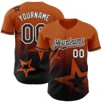 Custom Texas Orange and Black 3D Twinkle Star Baseball Jersey with Personalized Name and Number Personalized Texas Orange