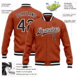 Custom Team Bomber Jacket with Name and Number - Texas Orange Black-White Full-Snap Varsity Letterman Jacket Personalized