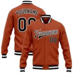 Custom Team Bomber Jacket with Name and Number - Texas Orange Black-White Full-Snap Varsity Letterman Jacket Personalized