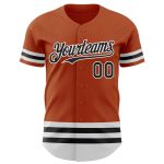 Custom Name and Number Personalized Texas Orange Black-White Line Baseball Jersey Authentic Team Apparel Personalized Texas