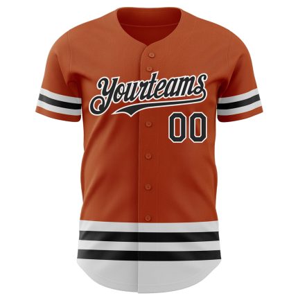 Custom Name and Number Personalized Texas Orange Black-White Line Baseball Jersey Authentic Team Apparel Personalized Texas