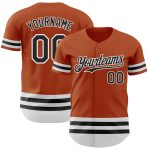 Custom Name and Number Personalized Texas Orange Black-White Line Baseball Jersey Authentic Team Apparel Personalized Texas
