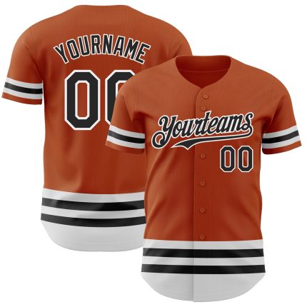 Custom Name and Number Personalized Texas Orange Black-White Line Baseball Jersey Authentic Team Apparel Personalized Texas