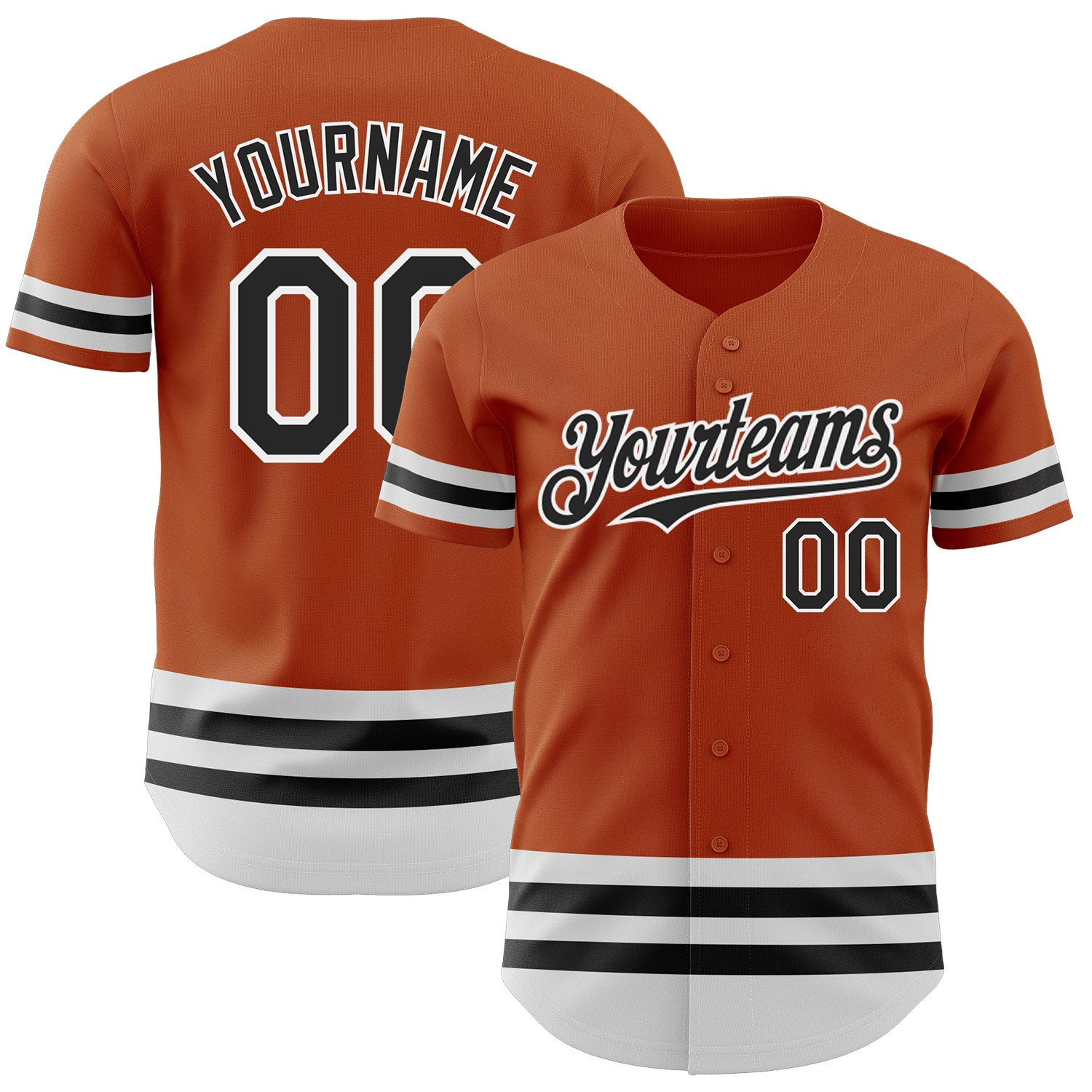Custom Name and Number Personalized Texas Orange Black-White Line Baseball Jersey Authentic Team Apparel Personalized Texas
