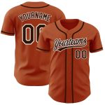 Custom Name Number Texas Orange Brown White Baseball Jersey - Personalized Authentic Team Jersey Personalized Texas Orange