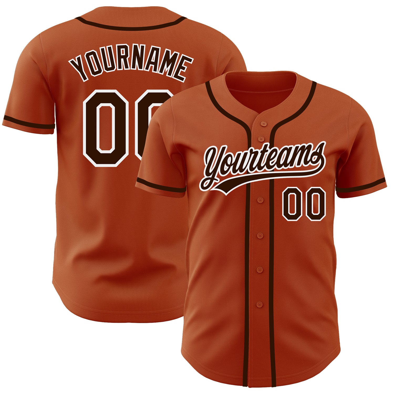 Custom Name Number Texas Orange Brown White Baseball Jersey - Personalized Authentic Team Jersey Personalized Texas Orange