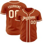 Custom Name and Number Personalized Texas Orange Cream Baseball Jersey - Authentic Team Apparel Personalized Texas Orange