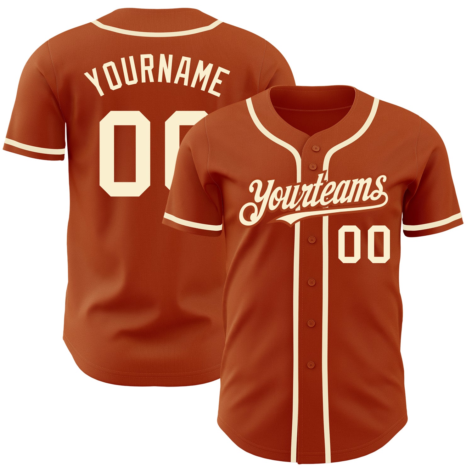 Custom Name and Number Personalized Texas Orange Cream Baseball Jersey - Authentic Team Apparel Personalized Texas Orange