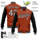 Custom Texas Orange Gray-Black Bomber Varsity Letterman Jacket with Name and Number - Personalized Two Tone Design Personalized