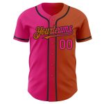 Custom Name and Number Texas Orange Hot Pink Black Gradient Baseball Jersey - Authentic Fashion Team Gear Personalized Texas