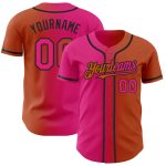 Custom Name and Number Texas Orange Hot Pink Black Gradient Baseball Jersey - Authentic Fashion Team Gear Personalized Texas