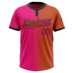 Custom Name Number Softball Jersey - Personalized Unisex Gradient Texas Orange Hot Pink Black Two-Button Design Personalized