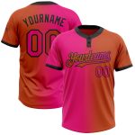 Custom Name Number Softball Jersey - Personalized Unisex Gradient Texas Orange Hot Pink Black Two-Button Design Personalized