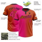 Custom Name Number Softball Jersey - Personalized Unisex Gradient Texas Orange Hot Pink Black Two-Button Design Personalized