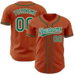 Custom Texas Orange Kelly Green Baseball Jersey with Personalized Name and Number - Authentic Team Gear Personalized Texas