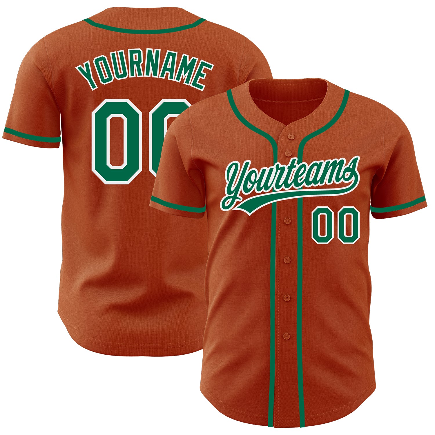 Custom Texas Orange Kelly Green Baseball Jersey with Personalized Name and Number - Authentic Team Gear Personalized Texas