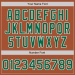 Custom Name and Number Varsity Letterman Jacket - Personalized Texas Orange Green White Bomber Full-Snap Personalized Texas