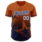 Personalized Texas Baseball Jersey with Custom Name and Number - Orange Navy White 3D Pattern Twinkle Star Design Personalized