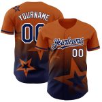 Personalized Texas Baseball Jersey with Custom Name and Number - Orange Navy White 3D Pattern Twinkle Star Design Personalized