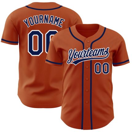 Custom Name and Number Authentic Baseball Jersey - Personalized Texas Orange and Navy-White Team Gear Personalized Texas