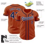 Custom Name and Number Authentic Baseball Jersey - Personalized Texas Orange and Navy-White Team Gear Personalized Texas