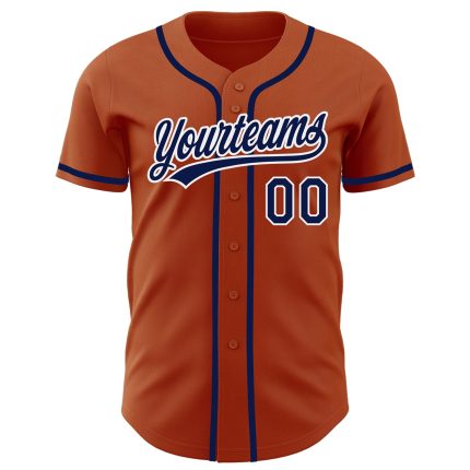 Custom Name and Number Authentic Baseball Jersey - Personalized Texas Orange and Navy-White Team Gear Personalized Texas
