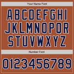 Custom Name and Number Texas Orange Navy-White Bomber Varsity Letterman Jacket Personalized Texas Orange Navy-White Bomber