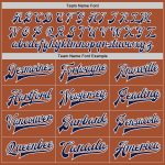 Custom Team Name and Number Two Tone Bomber Varsity Letterman Jacket - Personalized Texas Orange Navy White Full-Snap Personalized