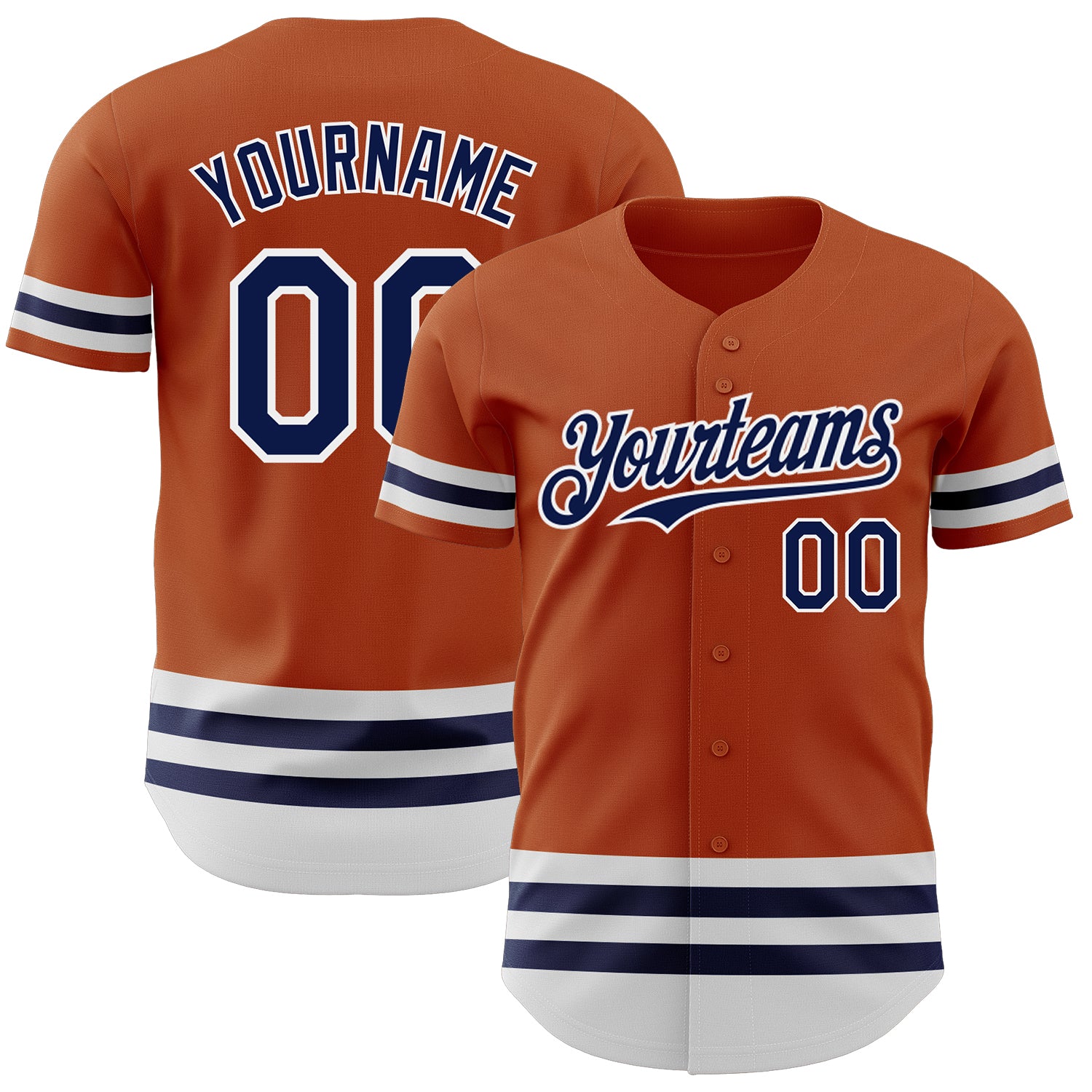 Custom Texas Orange Navy-White Authentic Baseball Jersey with Personalized Name & Number - Team Gear Personalized Texas Orange