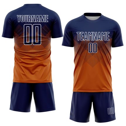 Custom Name and Number Soccer Jersey - Personalized Texas Orange Navy-White Sublimation Uniform Personalized Texas Orange