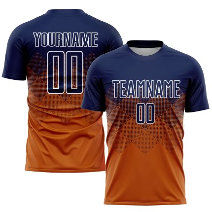 Custom Name and Number Soccer Jersey - Personalized Texas Orange Navy-White Sublimation Uniform Personalized Texas Orange