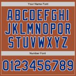 Custom Name and Number Texas Orange Royal-White Varsity Letterman Bomber Jacket Full-Snap Two Tone Personalized Texas Orange