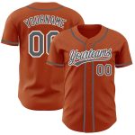 Custom Name and Number Texas Orange Baseball Jersey - Authentic Gray-White Steel Team Jersey Personalized Texas Orange Steel