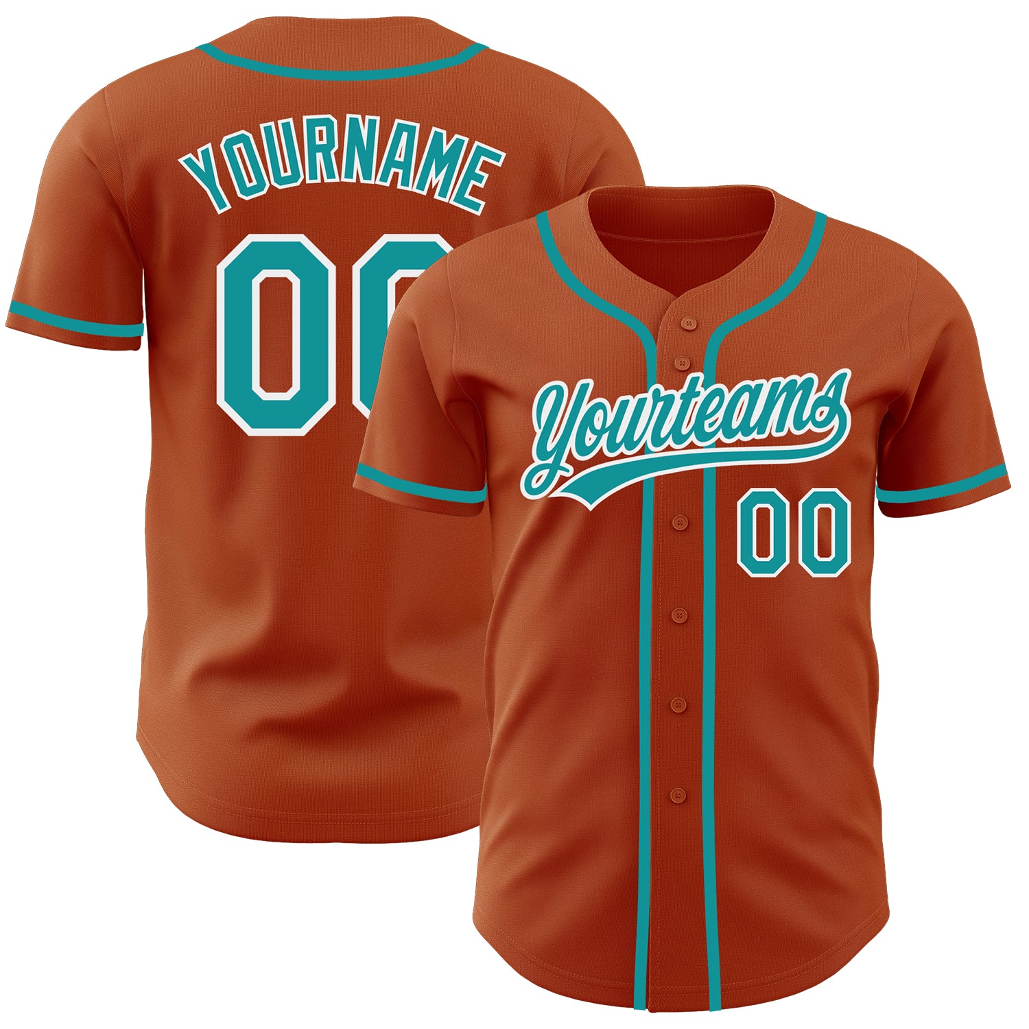 Custom Texas Orange Teal-White Baseball Jersey with Personalized Name & Number - Authentic Team Apparel Personalized Texas
