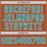 Custom Name Number Two Tone Bomber Varsity Jacket Texas Orange Teal White Full-Snap Letterman Personalized Texas Orange Teal-White
