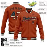 Custom Vintage Texas Orange USA Flag Bomber Jacket with Name and Number - Black-Cream Varsity Full-Snap Letterman Рег. Personalized