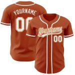 Custom Name and Number Texas Orange White Authentic Baseball Jersey - Personalized Team Jersey Personalized Texas Orange
