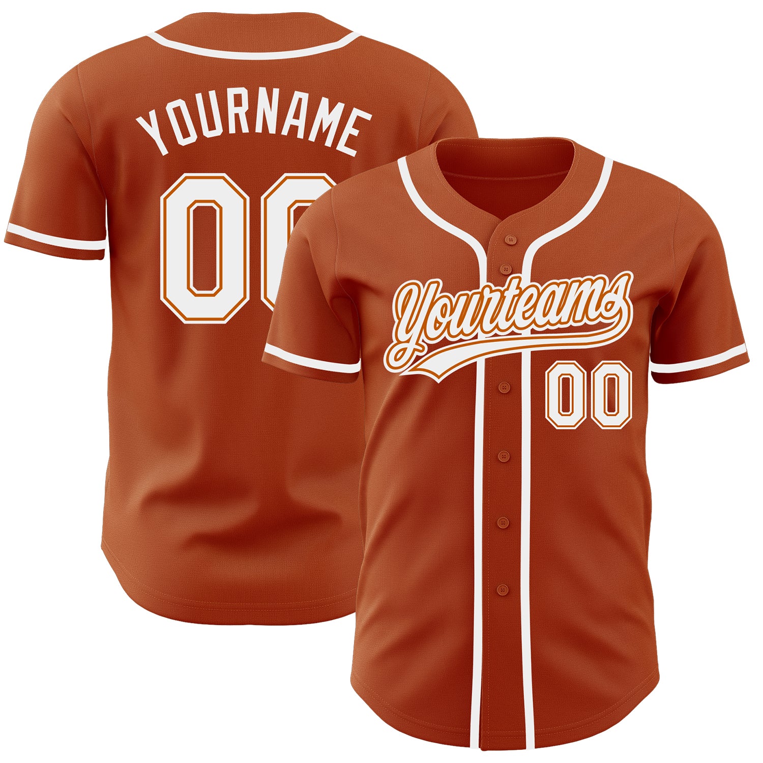 Custom Name and Number Texas Orange White Authentic Baseball Jersey - Personalized Team Jersey Personalized Texas Orange