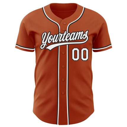 Custom Name and Number Authentic Texas Orange Black Baseball Jersey - Personalized Team Gear Personalized Texas Orange White-Black
