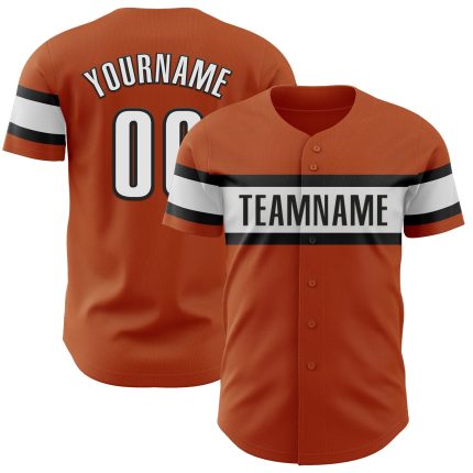 Personalized Authentic Baseball Jersey - Texas Orange Black and White Design Personalized Texas Orange White-Black Authentic