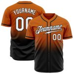 Personalized Texas Baseball Jersey - Custom Name & Number, Orange White-Black Authentic Fade Design Personalized Texas Orange