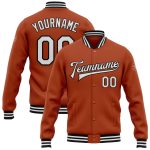 Custom Texas Orange White-Black Bomber Varsity Jacket with Name and Number - Personalized Letterman Jacket Personalized Texas