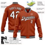 Custom Texas Orange White-Black Bomber Varsity Jacket with Name and Number - Personalized Letterman Jacket Personalized Texas