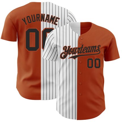 Custom Name and Number Personalized Texas Orange White-Black Pinstripe Baseball Jersey Authentic Fashion Team Apparel Personalized