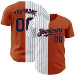 Custom Name and Number Texas Orange White Navy Pinstripe Authentic Baseball Jersey - Personalized Team Apparel Personalized